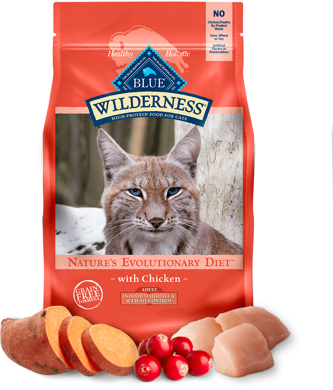 BLUE Buffalo Wilderness Indoor Hairball And Weight Control Chicken Recipe - Adult Cat (Dry)
